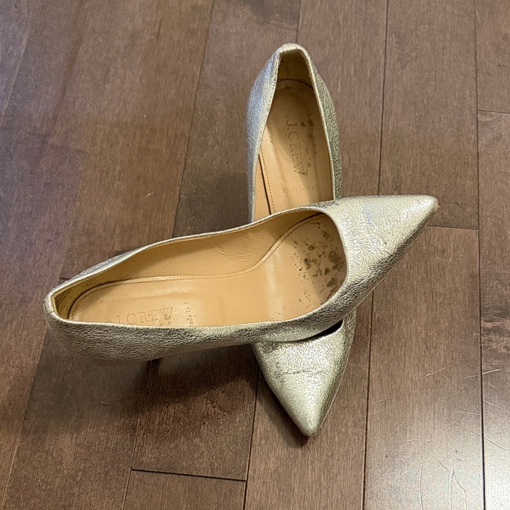 J. Crew Metallic Silver Pointed Toe pumps